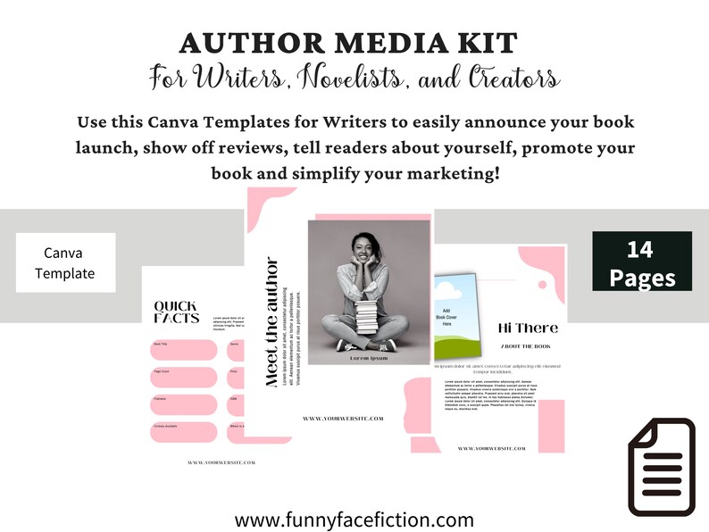 Author Media Kit Template for Writers Canva Author Media Kit Etsy