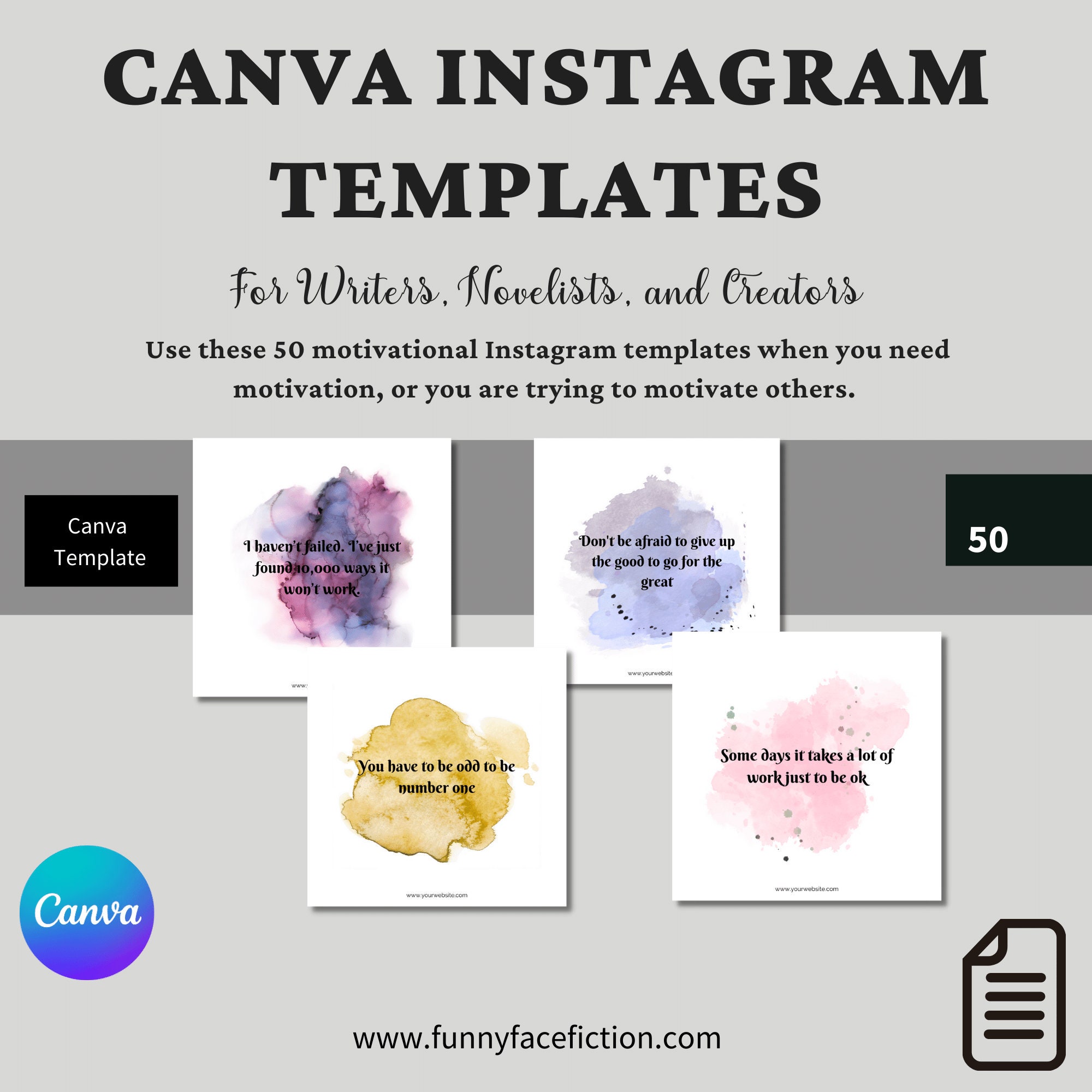 Canva Instagram Templates for Writers Author Instagram Ideas Etsy