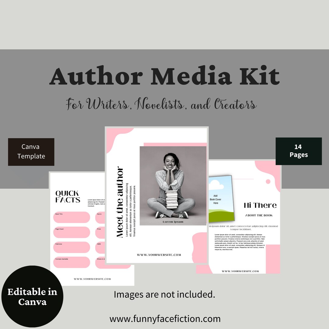 Author Media Kit Template for Writers, Canva Author Media Kit Template