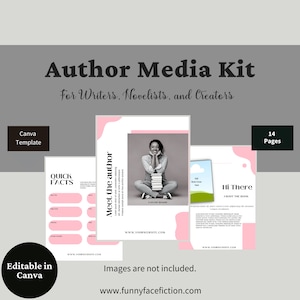 Author Media Kit Template for Writers, Canva Author Media Kit Template for Writers, Media Kit for Authors, Author Branding, Author Press Kit