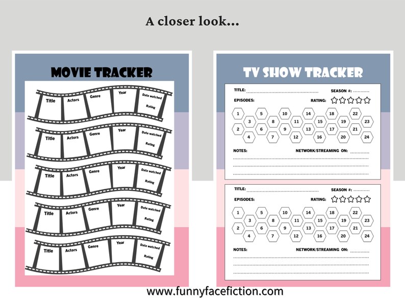 Printable TV and Movie Tracker Movie Tracker Printable | Etsy
