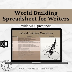 World Building Workbook for writers: spreadsheetsjabloon schrijven (Excel)
