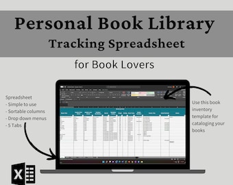 Excel Book Library Template, Reading Log Tracker Excel Spreadsheet, Book Tracker Template, Book Inventory Spreadsheet Template