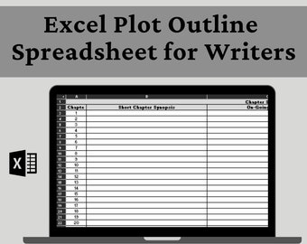 Excel Plot Outline Spreadsheet for Writers, Spreadsheet for Writers, Excel Templates, Author Templates, Author Planner, Novel Template