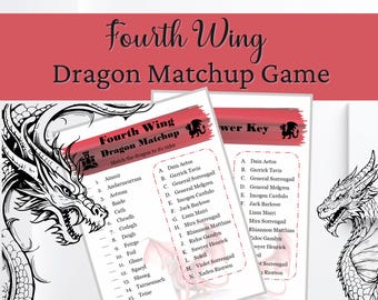Fourth Wing Dragon Matchup Game: Book Trivia Games (PDF)