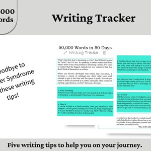 Printable Writing Tracker Novel Writing Word Tracker - Etsy
