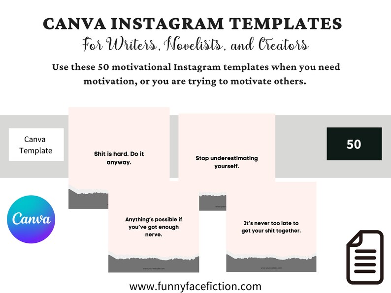 Canva Instagram Templates for Writers Author Instagram Ideas Etsy