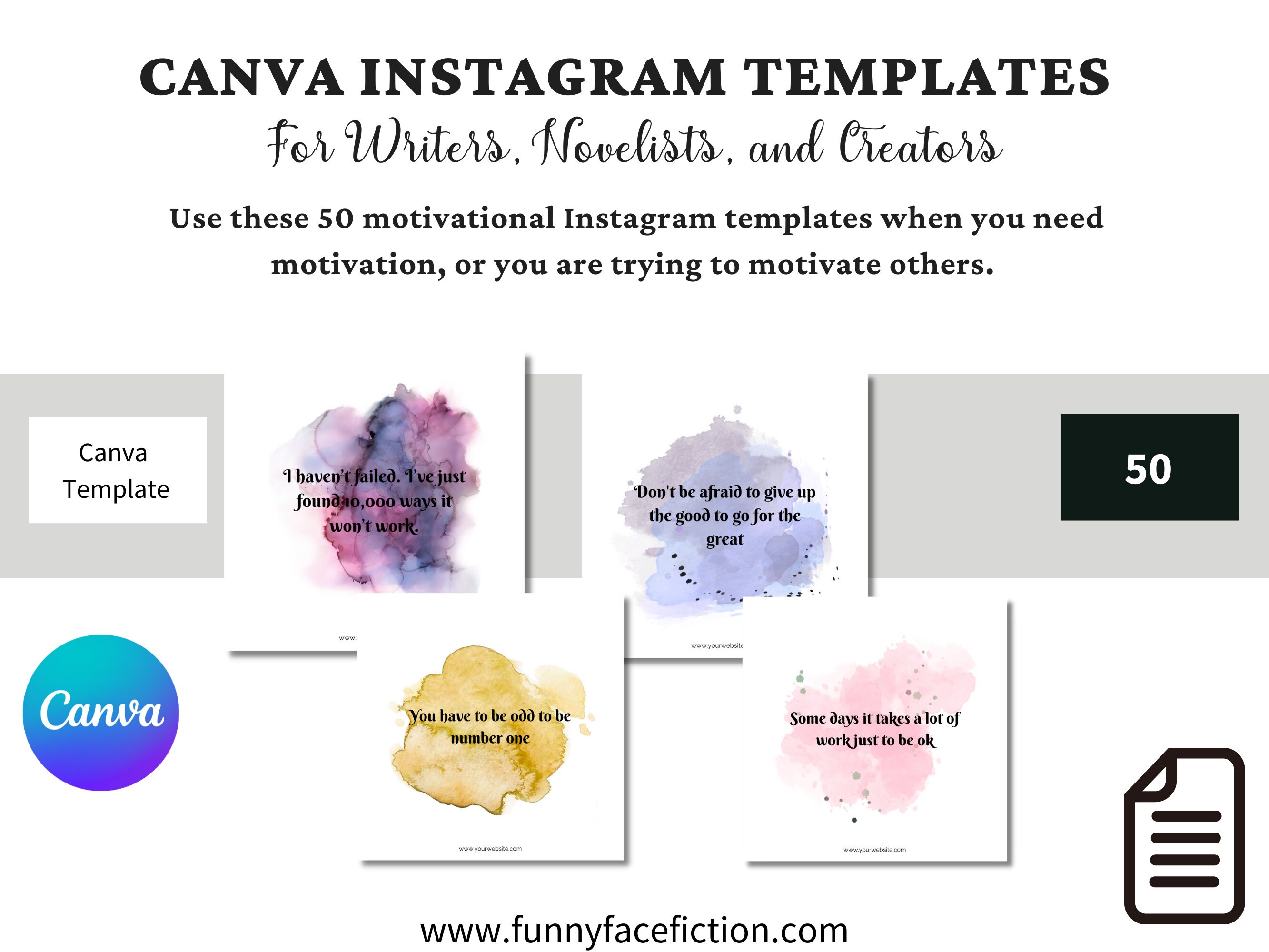 Canva Instagram Templates for Writers Author Instagram Ideas Etsy