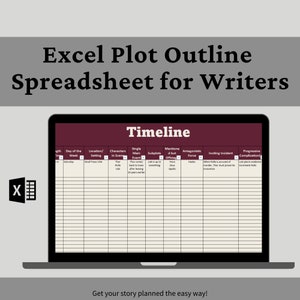 Excel Plot Outline Spreadsheet for Writers, Spreadsheet for Writers, Excel Templates, Author Templates, Author Planner, Novel Template