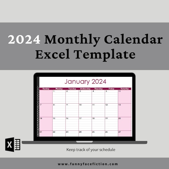 Modèle de calendrier mensuel 2024 Modèle de calendrier mensuel Excel Modèle  de planificateur mensuel modifiable Calendrier mensuel Modèle de calendrier  Excel -  France