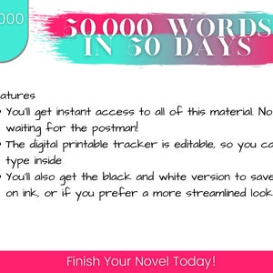Printable Writing Tracker Novel Writing Word Tracker | Etsy