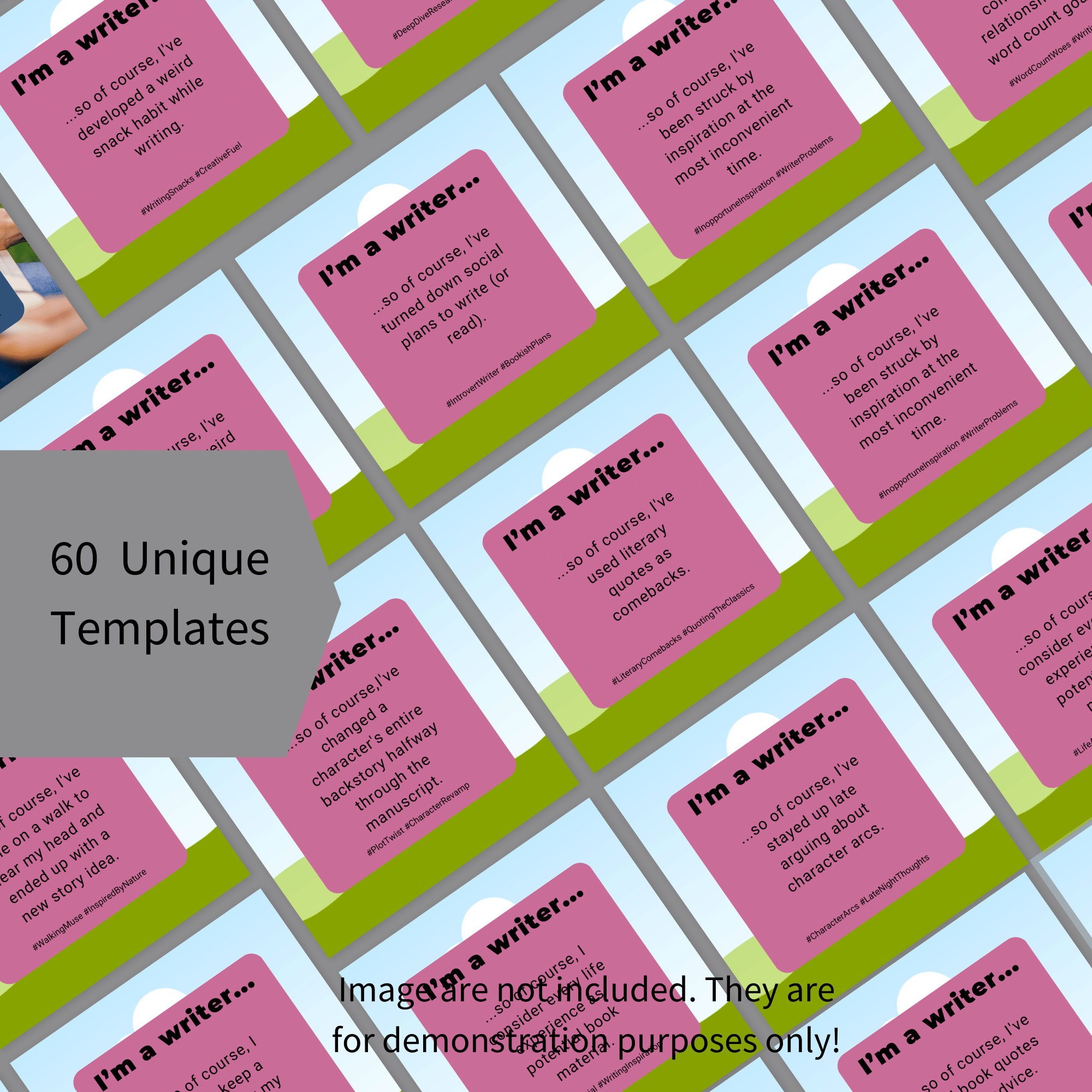I Am a Writer Humorous Instagram Post Templates, Instagram Templates ...