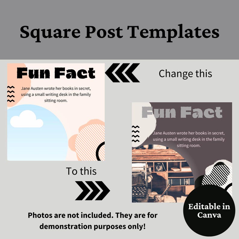 Fun Facts Square Post Templates for Writers: Instagram Posts (canva ...