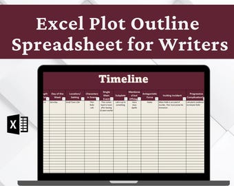 Feuille de calcul Excel avec contour du tracé pour écrivains de fiction : planificateur d'auteur (téléchargement numérique)