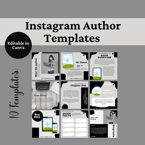 Canva Instagram Templates for Writers, Author Instagram Ideas, Writer Instagram Template, Instagram Canva Templates, Author Media Kit