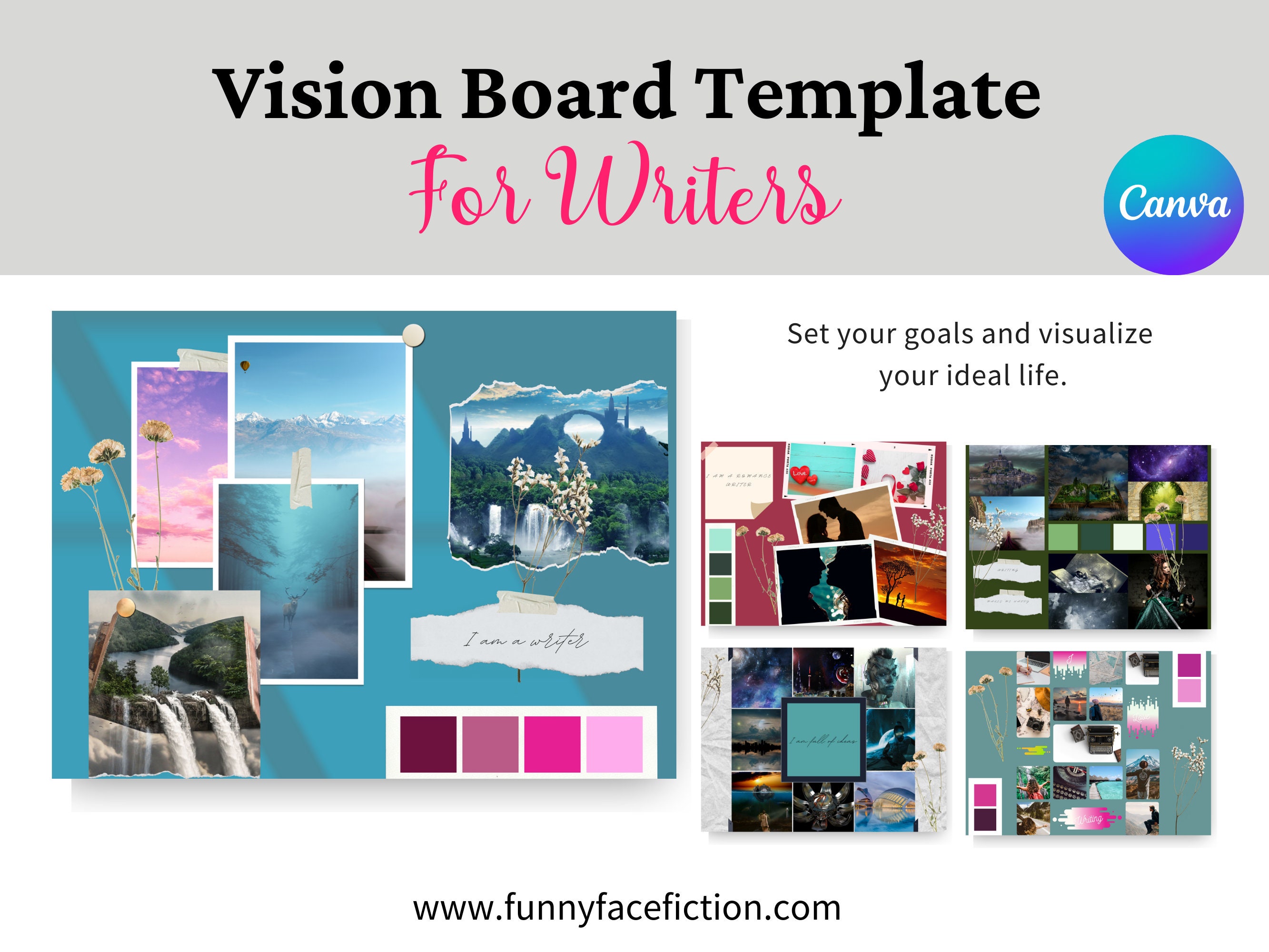 Canva Vision Board Templates Canva Mood Board Templates Etsy