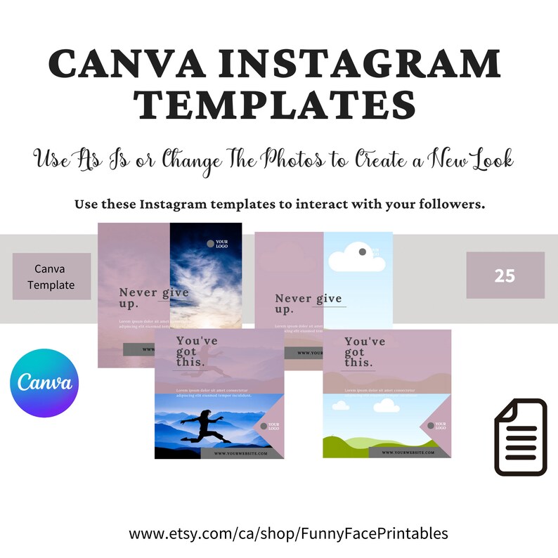 Canva Instagram Templates for Writers Canva Instagram Post Etsy