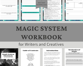 Magic Workbook for Writers, Magic System Workbook for Writers and Creatives, Fiction Worldbuilding, Fantasy Writers Workbook, Printable