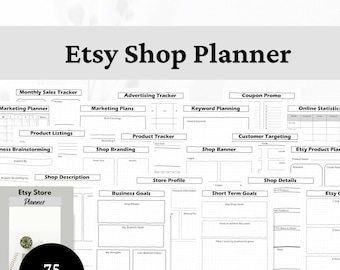 Planificador y rastreador de tiendas de Etsy: Organizador para pequeñas empresas (PDF)
