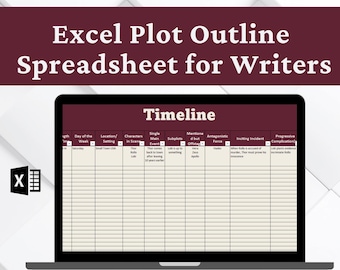 Plot Outline Excel Spreadsheet for Fiction Writers: Author Planner (Digital Download)