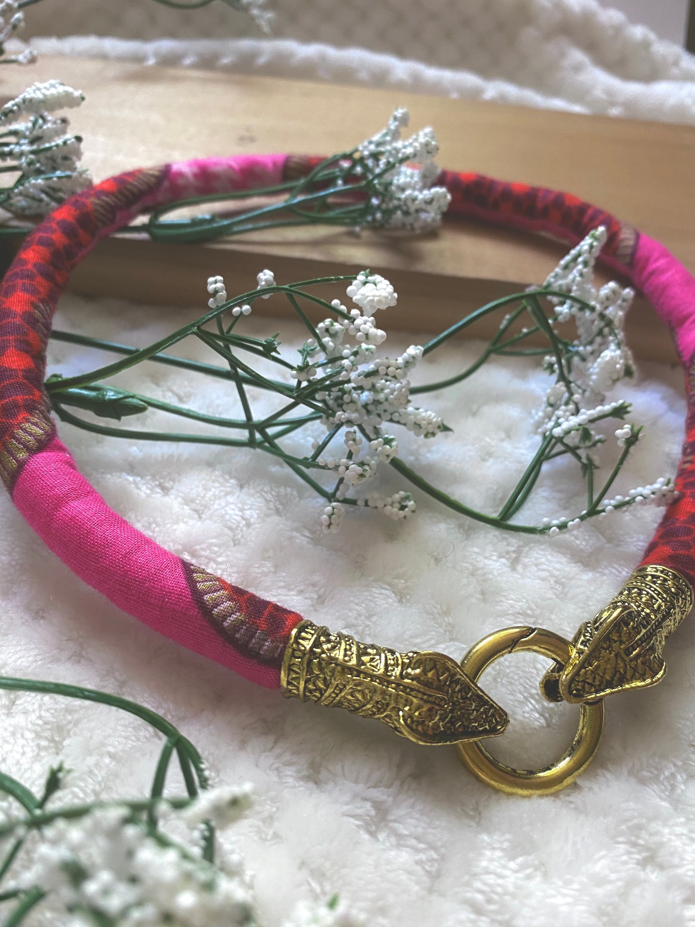 Cloth necklace Fabric rope necklace Womens statement Etsy