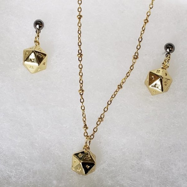 20 SIDED DICE PENDANT with earrings