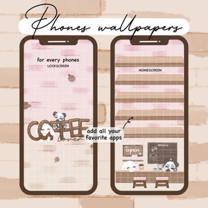 Iconos y widgets del tema de iPhone, lindo teléfono kawaii, ícono de dibujo a mano, widgets de fondo de pantalla, fondo de pantalla del teléfono, paquete de íconos kawaii estéticos
