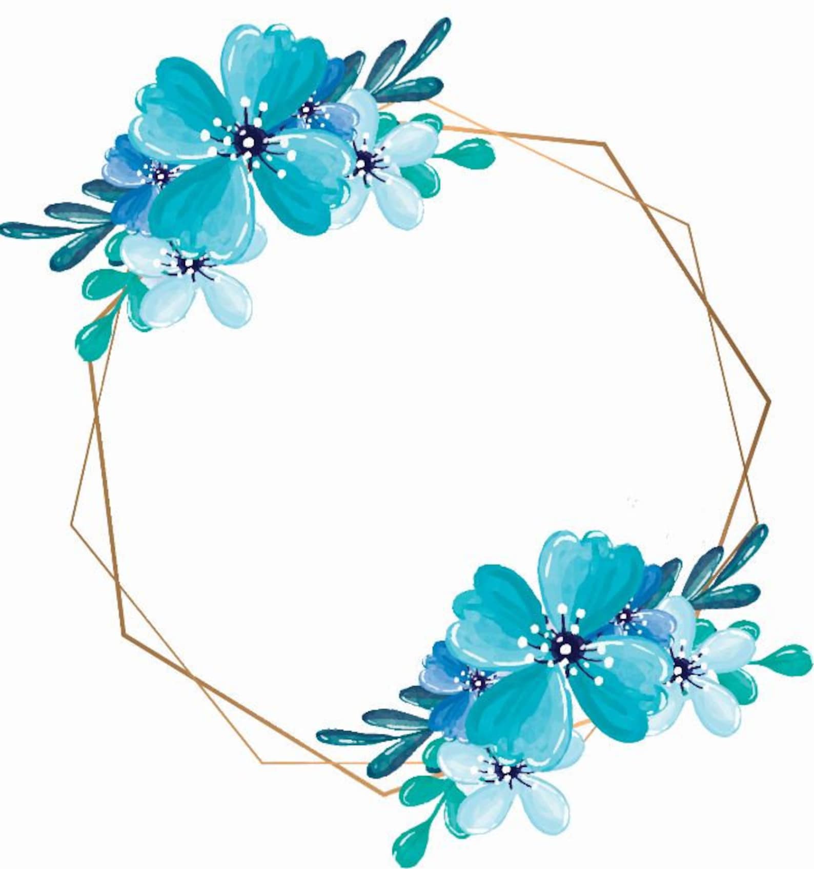 Blaue Blumen Rahmen Aquarell Clipart Sofort Download | Etsy