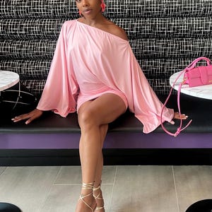 Bat Wing Mini Dress Sewing Pattern: Off-Shoulder Knit (PDF Download, XS-XL)