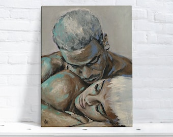 Sensual Couple Love Art Print: Modern Bedroom Wall Decor
