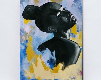 Abstract Woman Portrait: Colorful Modern Art Canvas Print