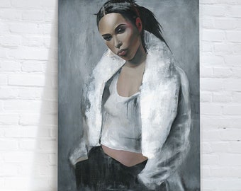 Aaliyah Woman Portrait Canvas Print - Modern Bedroom Wall Art