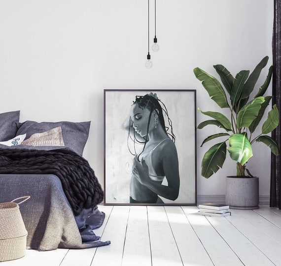 Zoe Kravitz Abstract Art Print: Sensual Woman Canvas Poster, Modern Home Decor