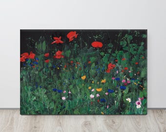 Red Poppies Canvas Art: Abstract Floral Painting, Botanical Wall Decor, Print