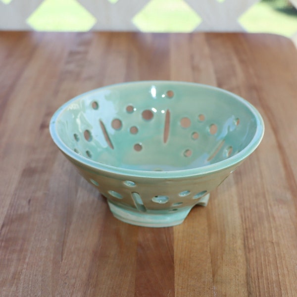 Handcrafted Small Ceramic Berry Bowl, Fruit Bowl, Pottery Kitchen Colander, Farmhouse Kitchen Decor