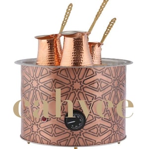 Turkish Sand Coffee Machine 27x25 cm, Copper Handmade, Traditional with pots