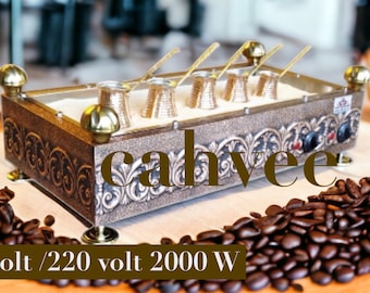 Türkische Kaffeemaschine aus Kupfer, heißer Sand, mit Strom, 60 x 40 x 25 cm