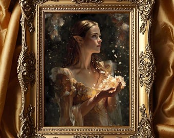 Renaissance-portret van Elain Archeron | Op ACOTAR geïnspireerde muurkunst (digitale download)