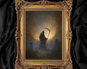 Grim Reaper Renaissance Painting: Gothic Halloween Wall Art (Digital Download)