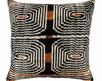 Labyrinth Silk Velvet Ikat Pillow, 24" X 24" Case Only