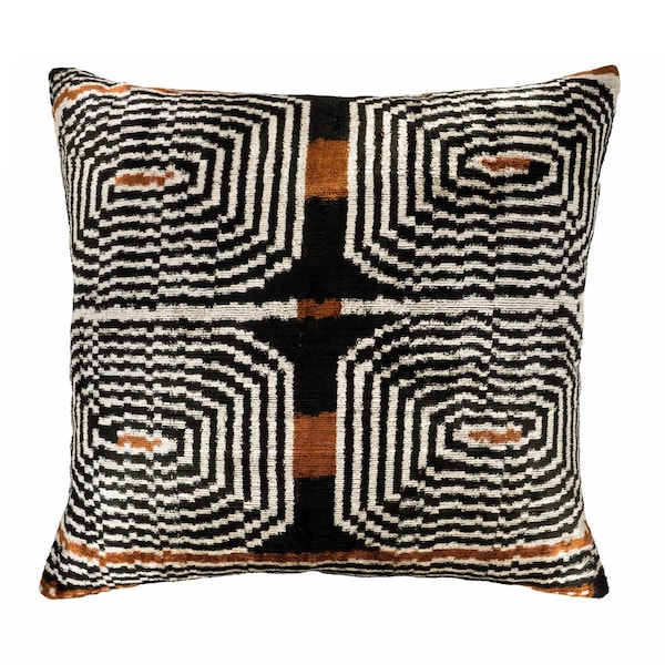 Labyrinth Silk Velvet Ikat Pillow, 24" X 24" Case Only