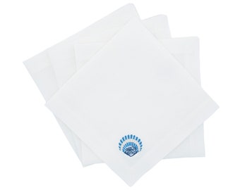 Linen Napkins With Blue Shells, Set of 4