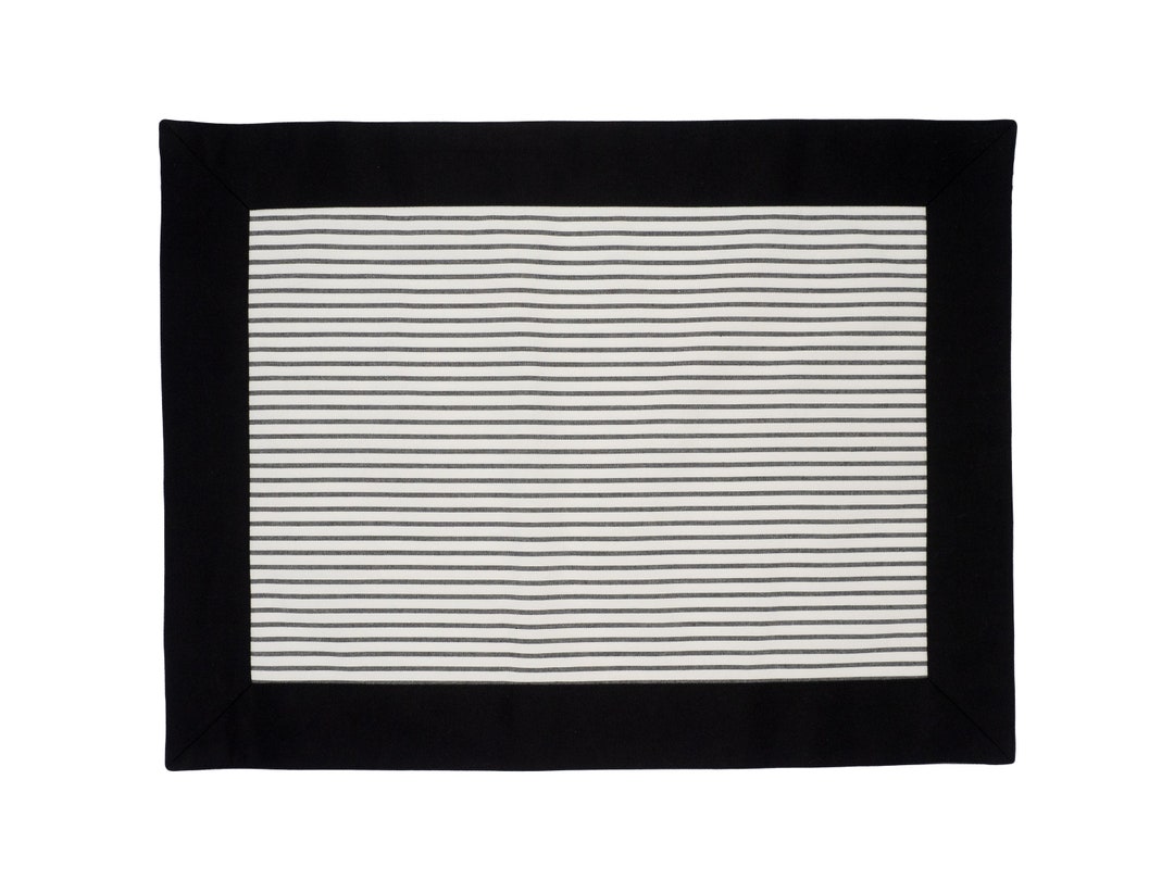 Black Placemats With Stripes, Set of 4 Etsy