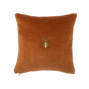 Golden Bee Silk Velvet Throw Pillow, 12&quot; X 12&quot;