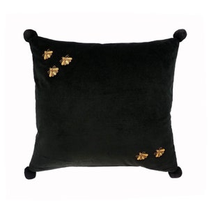 Black Bee Velvet Throw Pillow Cover 19 X 19