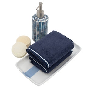 Navy Guest Towels With Chain French Borders, Set of 2