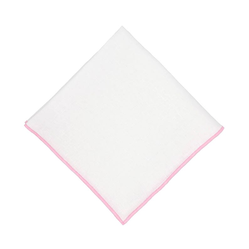 Linen Napkins With Pink Stitch Edges Set of 4