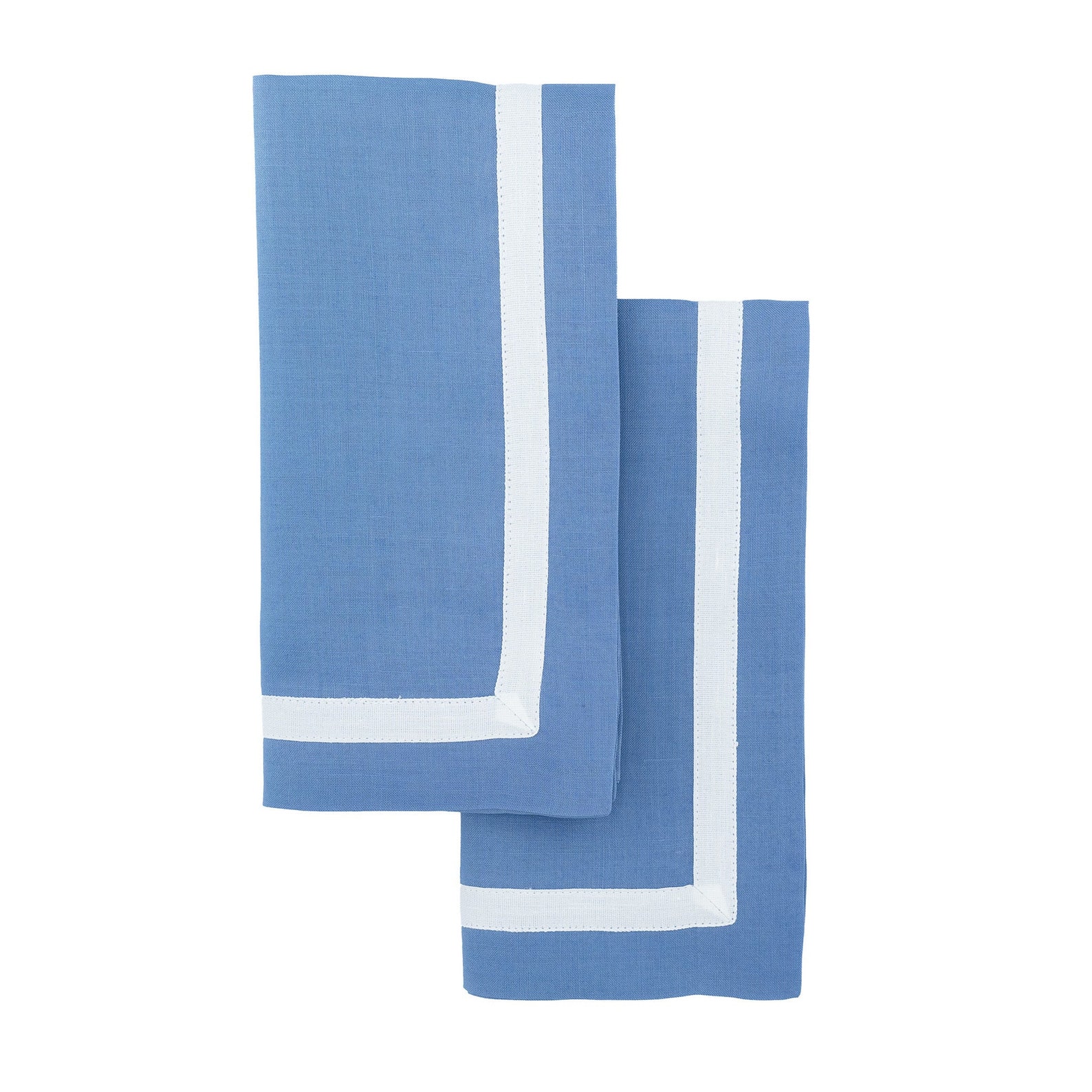 Blue Linen Napkins With White Borders, Set of 4 Etsy