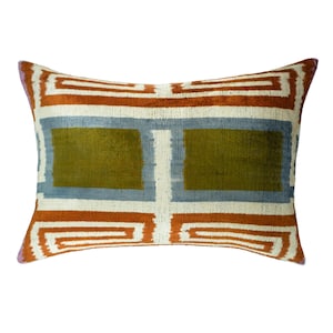 Soho Light Silk Velvet Ikat Throw Pillow Cover 16 X 24