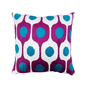 Blue Dot Silk Velvet Ikat Pillow, 20&quot; X 20&quot; Case Only